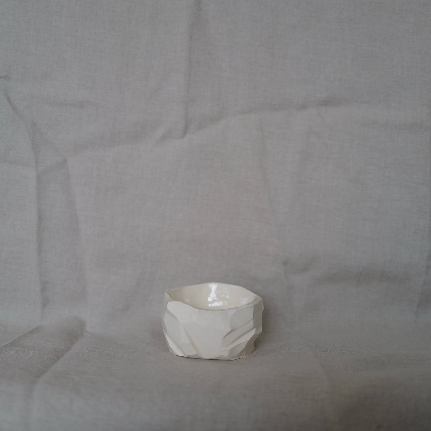 White Shiny Faceted Bowl II