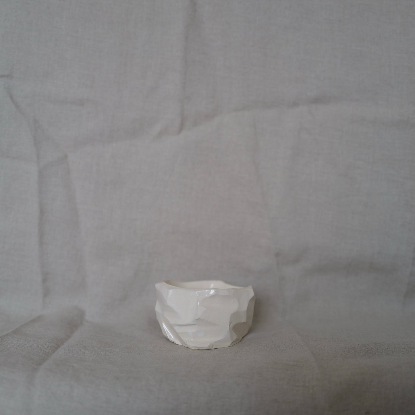 White Shiny Faceted Bowl II