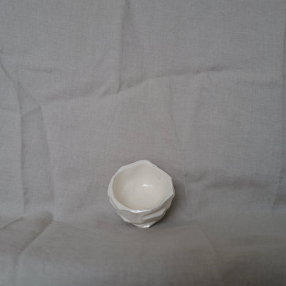 White Shiny Faceted Bowl II