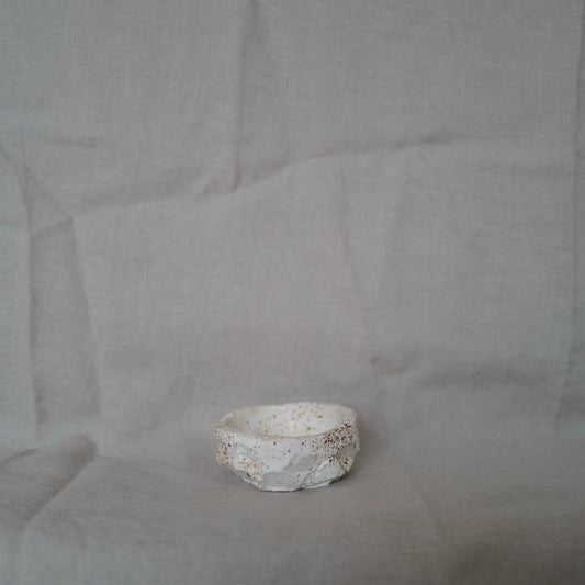 White Matt Speckled Carved Bowl