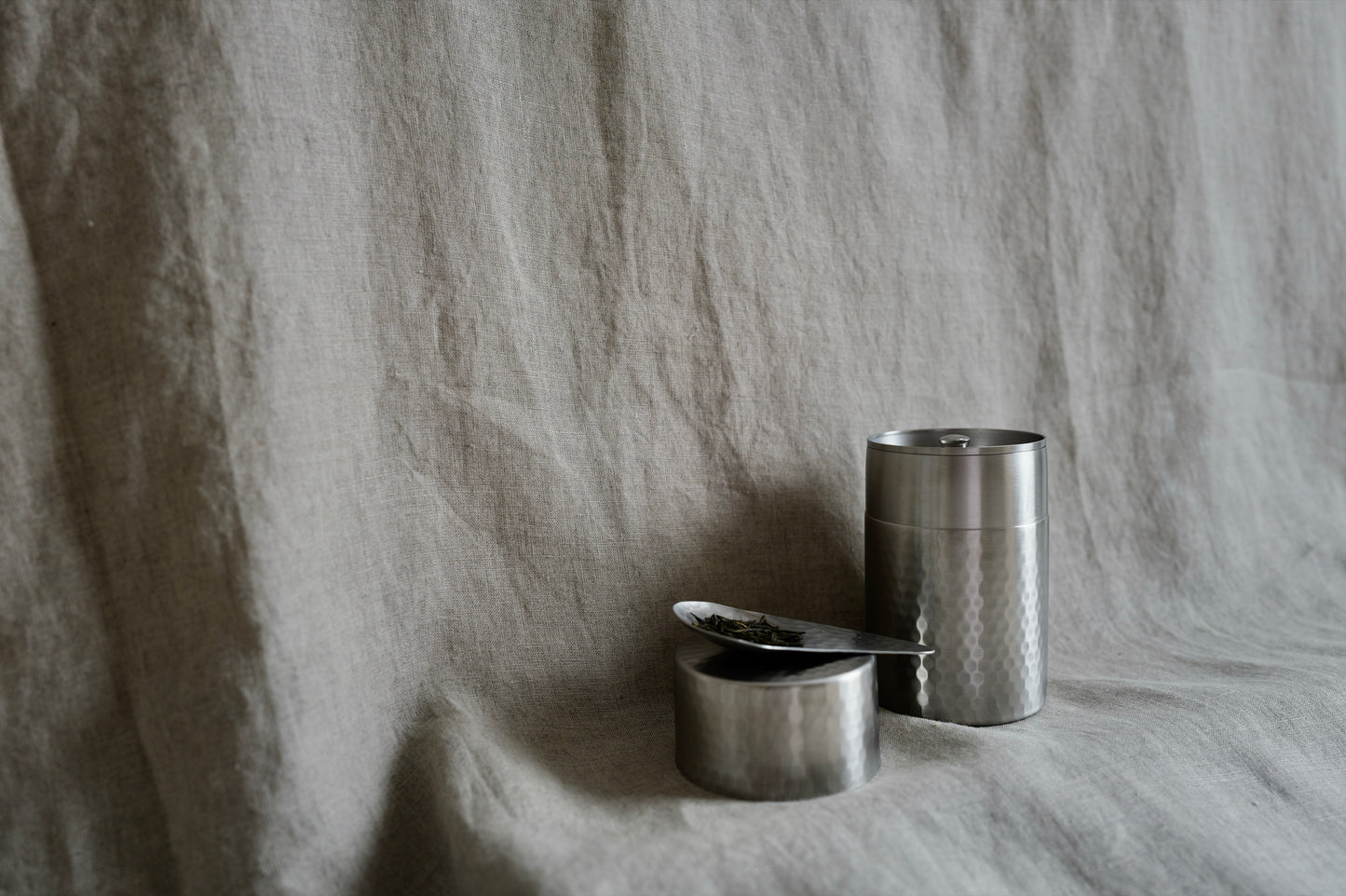 Hammered Stainless Steel Tea Caddy/Canister