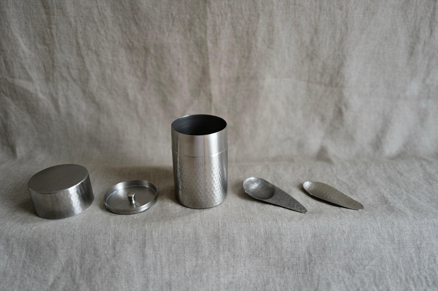 Hammered Stainless Steel Tea Caddy/Canister